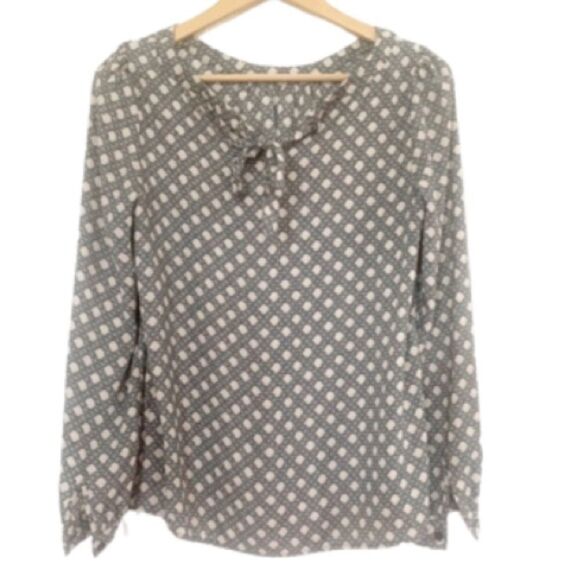 LOFT Gray Geometric Blouse, S - Picture 3 of 7